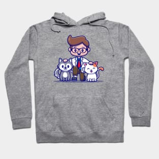 Veterinarian With Cat And Dog Cartoon Hoodie